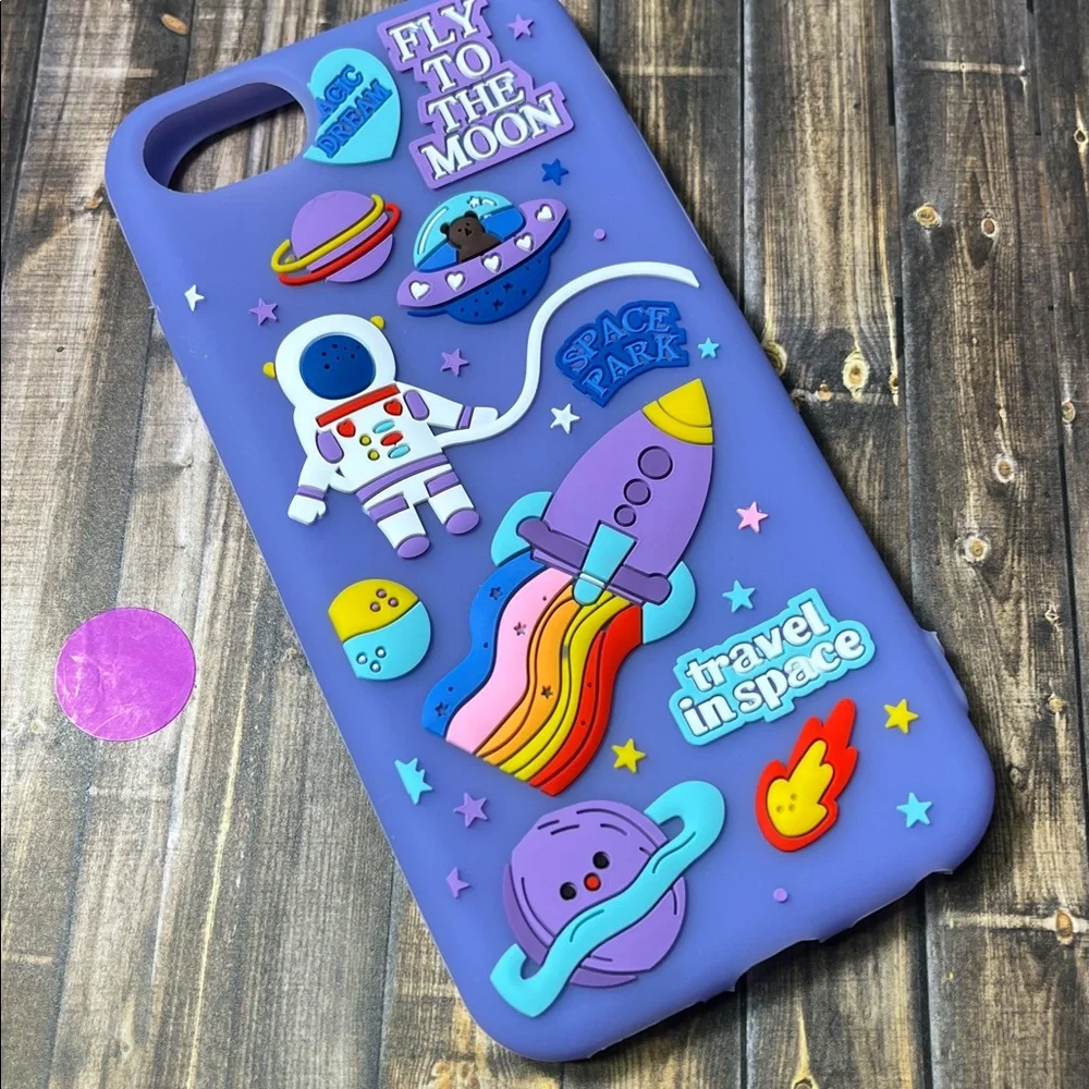 5for$10 Purple iPhone 6, 6s, 7, 8 and 2020 SE Phone Case Space Cute Doodle